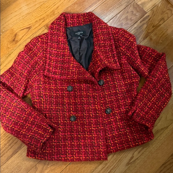 Talbots Red and Orange Tweed Blazer - Picture 3 of 4